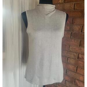Liz Claiborne Silk-Cashmere Sleeveless Mock Neck "Lt Greige" Sweater - Sz M